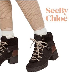 See By Chloe Crosta Shearling Ankle Boot Size 39